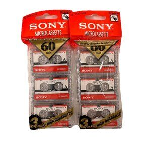 Sony Blank Audio Microcassette Tapes 3MC-60B 60 Minutes Lot Of 2 6 Total Sealed